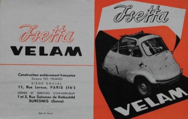 BMW Isetta Velam Modelprogram 1955 Carbrochure (8372)